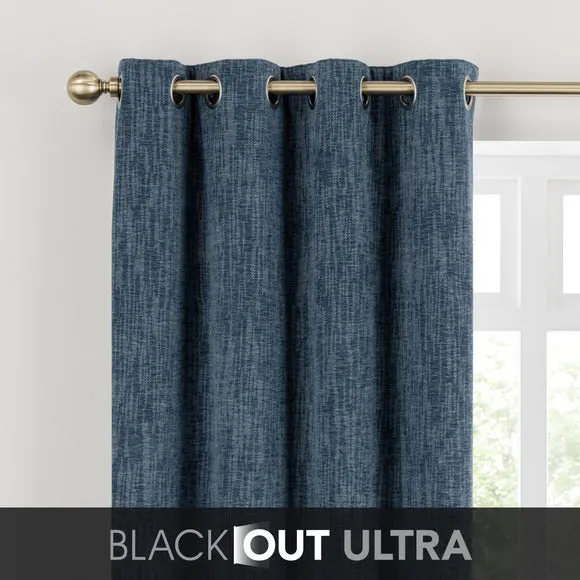 Chenille Ultra Blackout Eyelet Curtains 1