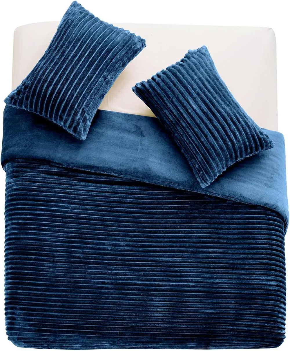 GAVENO CAVAILIA Osum Ribbed Duvet Cover Set in Navy 3