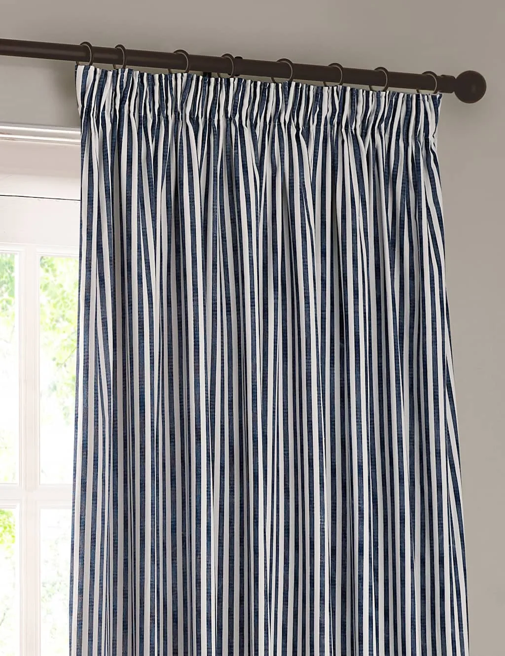 YARD Hebden Pure Cotton Striped Curtains Navy Mix