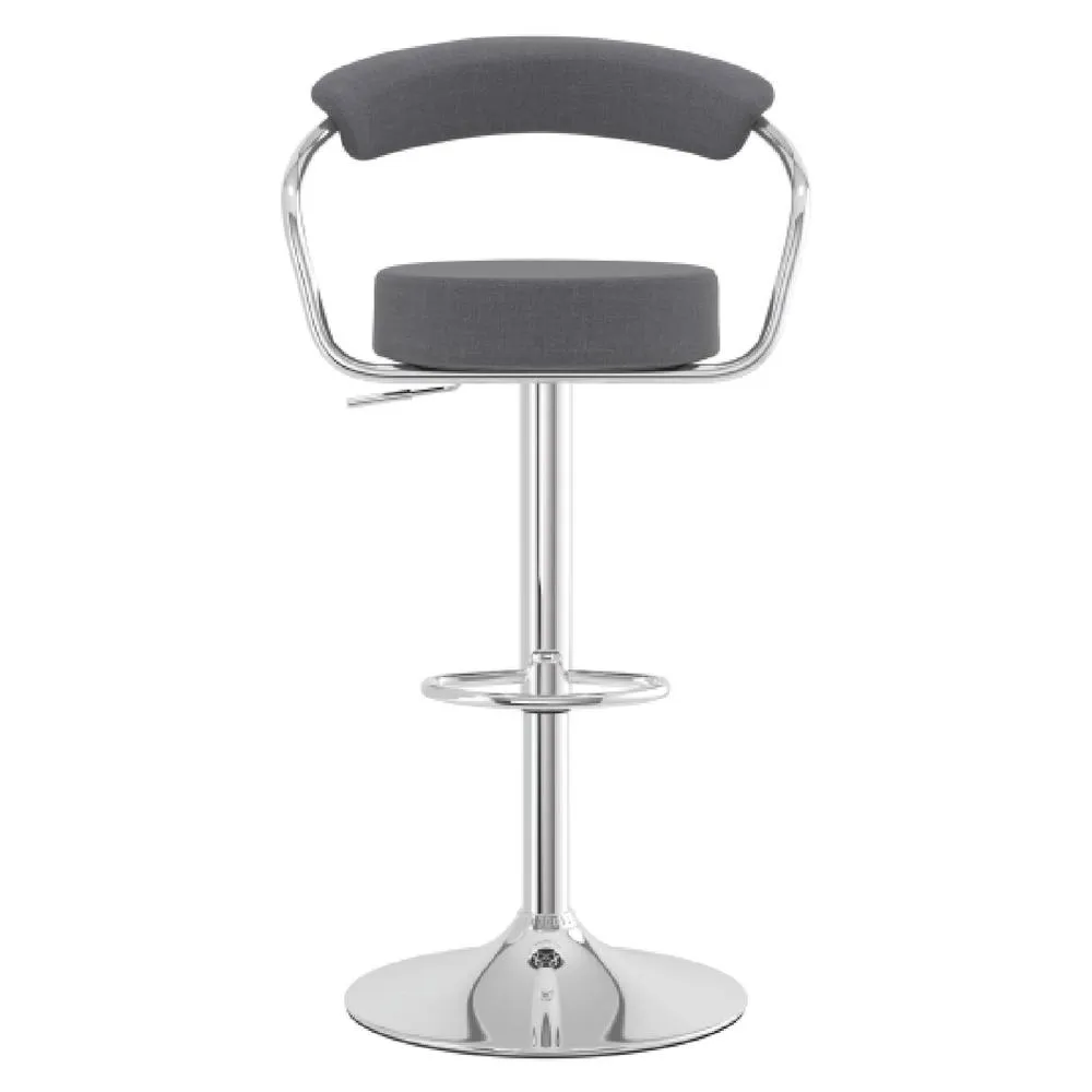 netfurniture Pinnacle Fabric Padded Breakfast Bar Stool Adjustable Height with Arms in Grey 2
