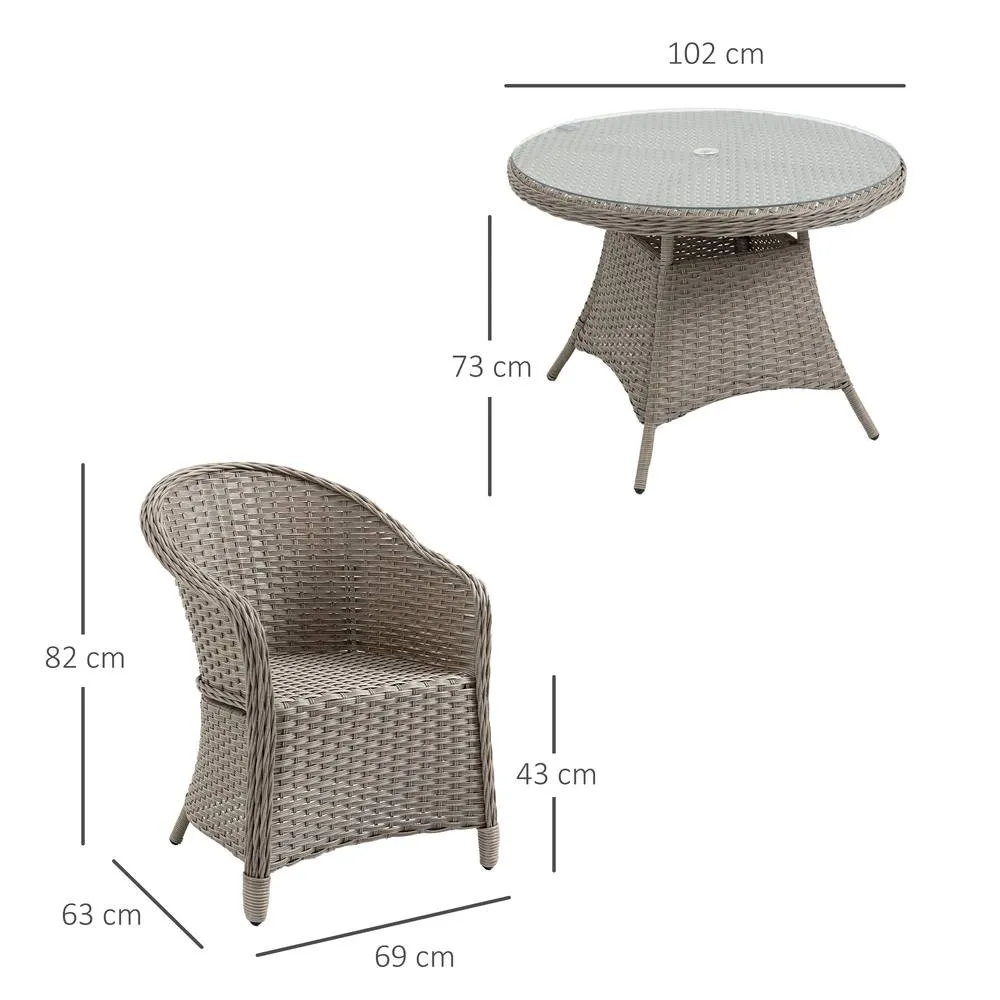 OUTSUNNY 5 Pieces Outdoor Patio PE Rattan Dining Set with Umbrella Hole & Cushions in Grey 3