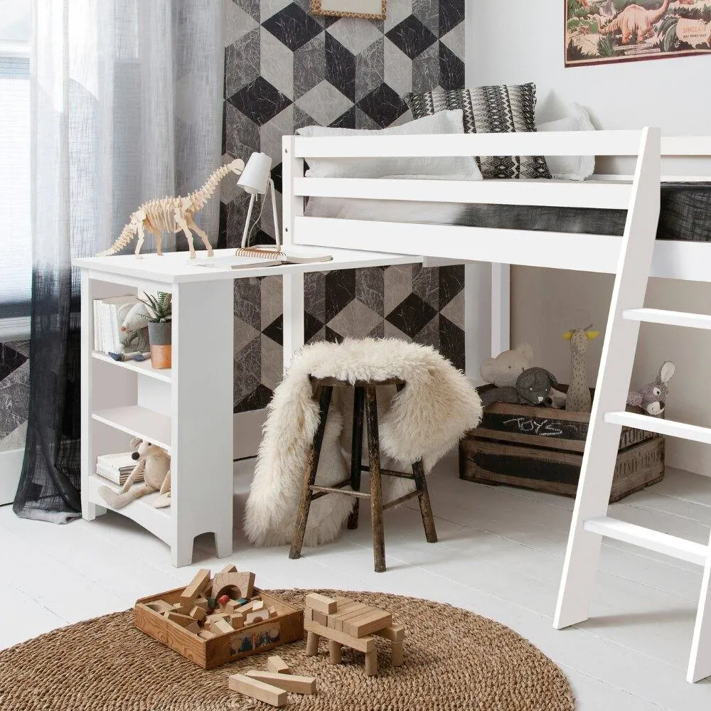 Nöa and Nani Moro Cabin Bed Midsleeper with Pullout Desk in White 2