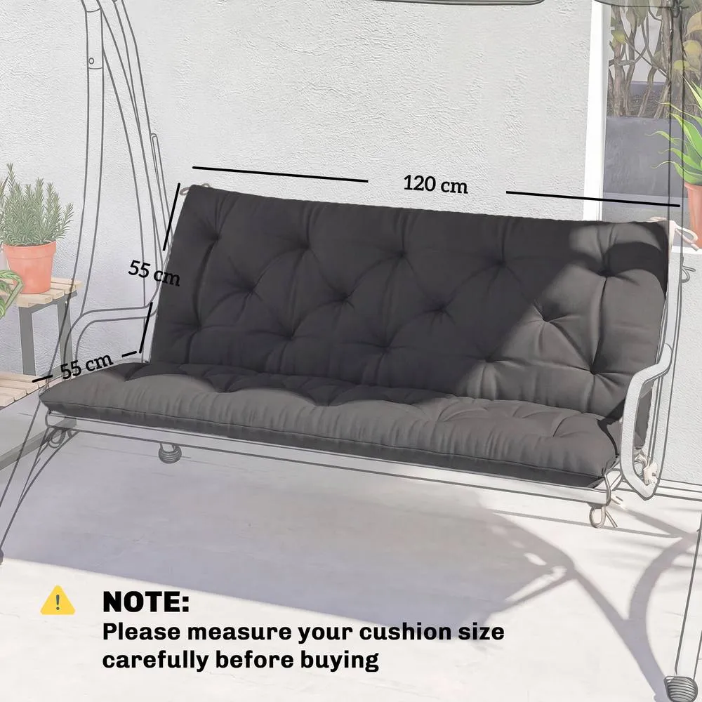 OUTSUNNY Garden Bench Cushion, Seat Pad with Ties, Black 3