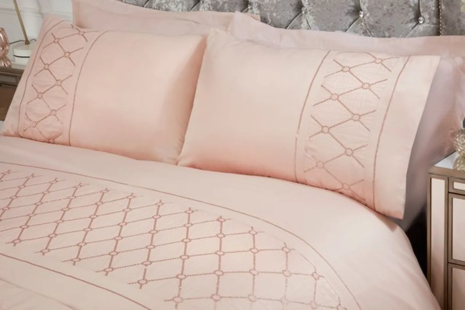 Rapport Home Monaco Polycotton Duvet Cover Set With Pillowcase in Dusty Pink 2