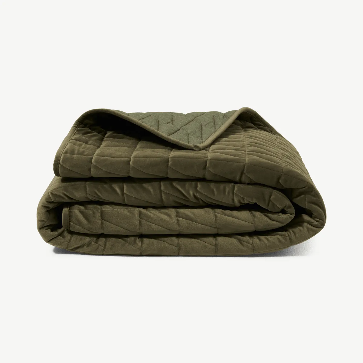 Julius Quilted Velvet Bedspread, 225 x 220cm, Pistachio Green