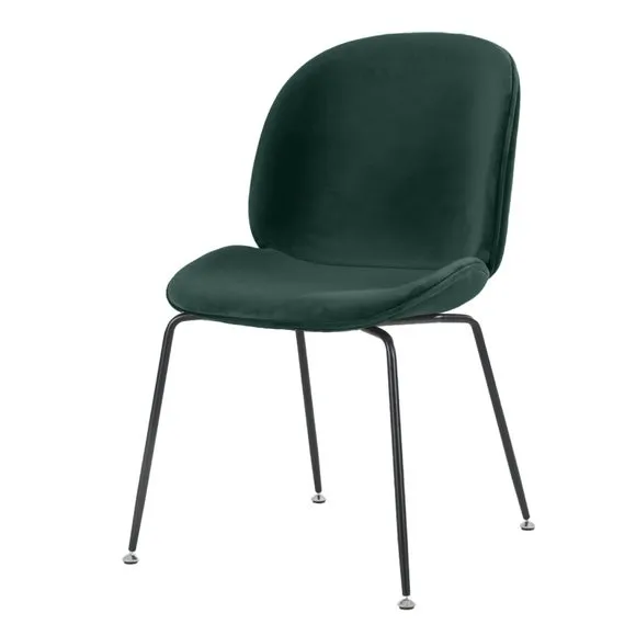 Fusion Living Luxurious Velvet Dining Chair with Black Metal Legs 2