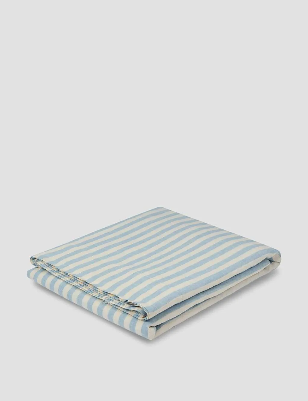 Piglet In Bed Pure Linen Striped Flat Sheet Blue Mix