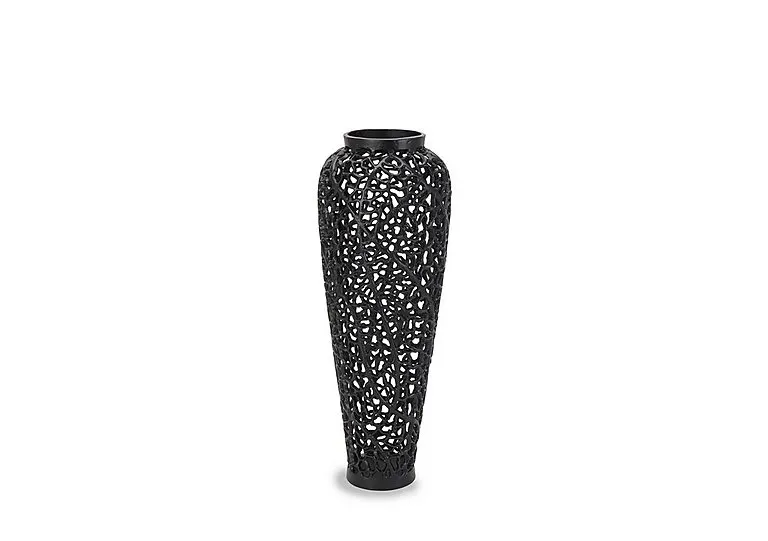 Black Cast Lattice Vase