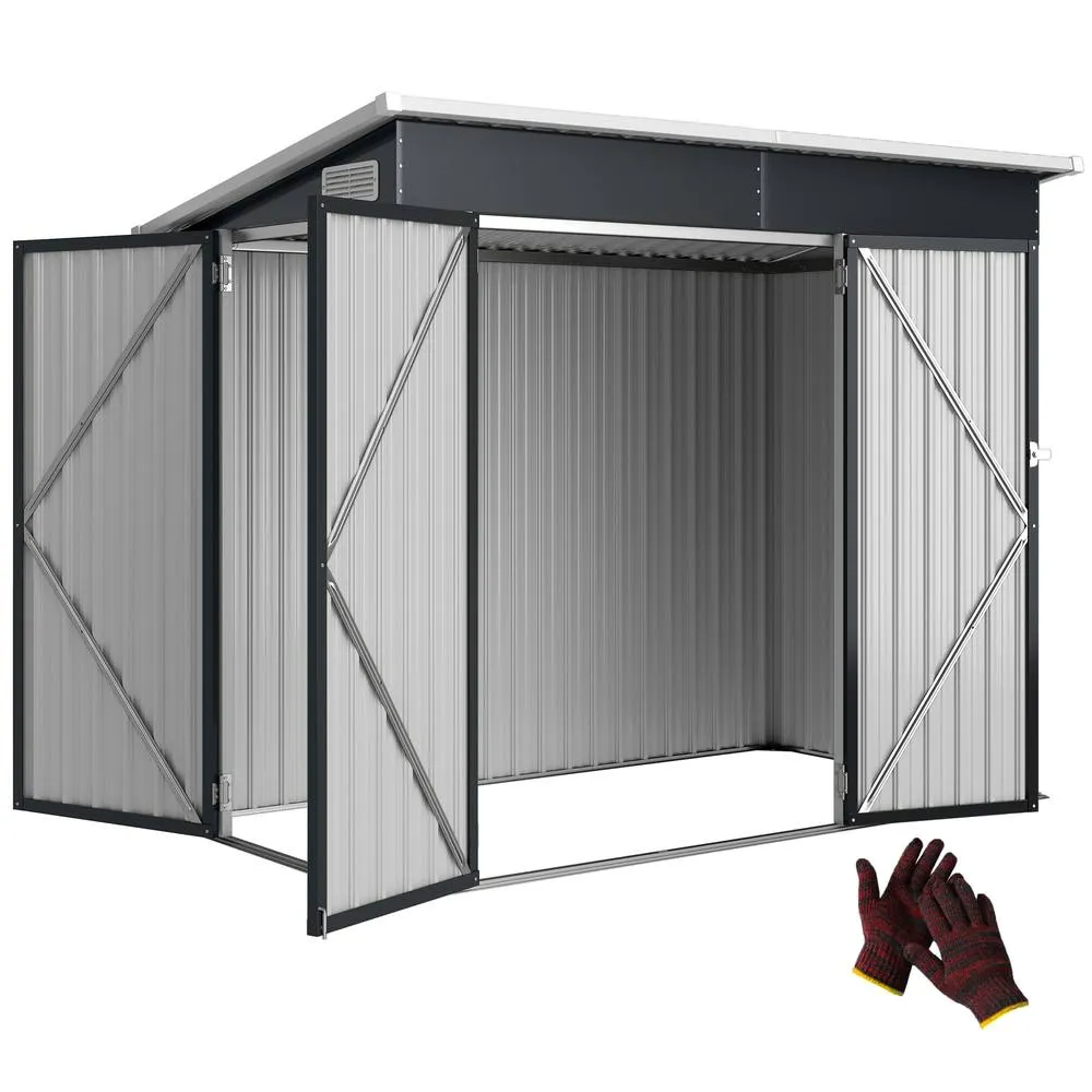 OUTSUNNY Outdoor Storage Shed, 7.5 x 4.3ft Metal Garden Shed in Dark Grey 2