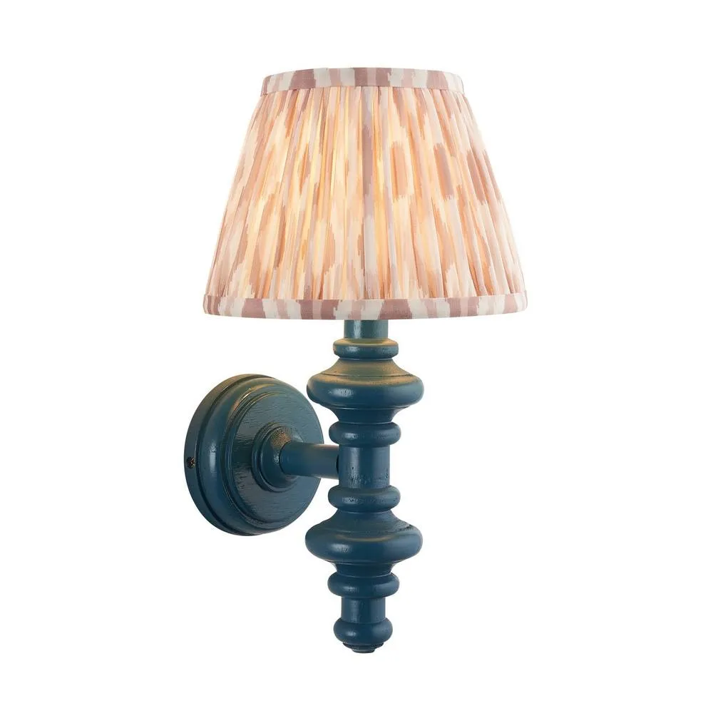 Netlighting Carnaby Blue Wall Light Fabric Ikat Shade 20cm B22