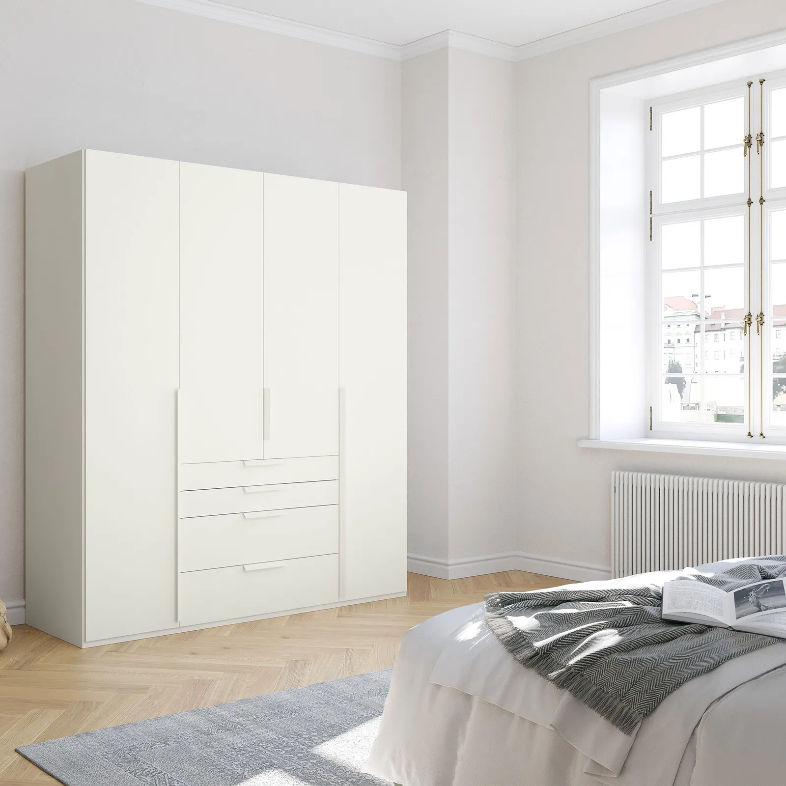 Frans 4 Door 4 Drawer Wardrobe 201Cm, Grey | Barker & Stonehouse 2