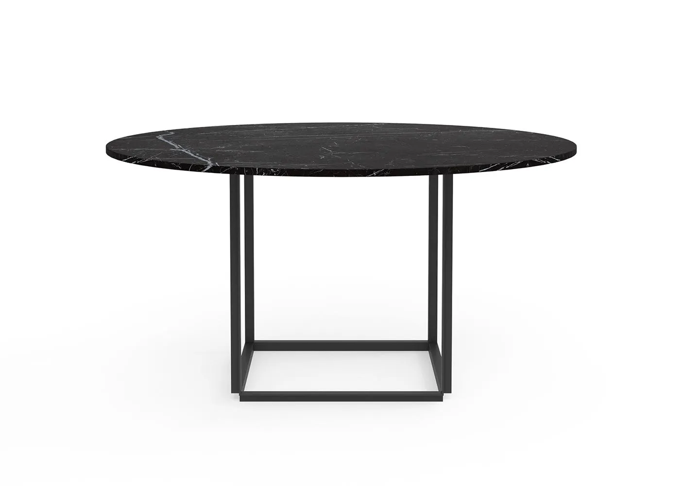 New Works Florence Dining Table 145cm Black Marquina Marble Black Frame