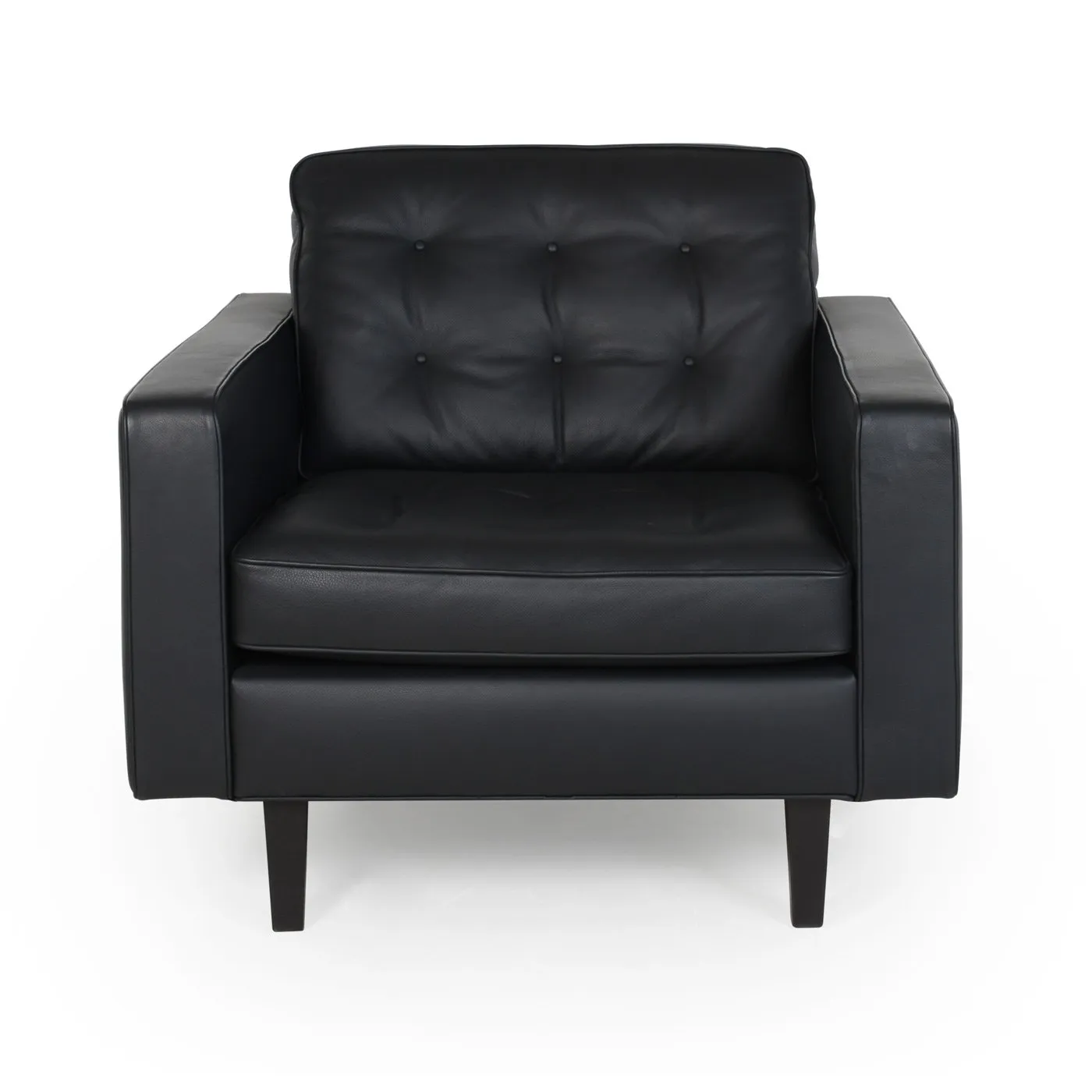 Heal's Hepburn Armchair Leather Grain Chocolate 068 Natural Feet 1