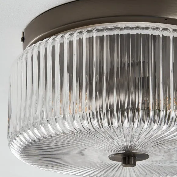 Tobias Ribbed Bathroom Flush Ceiling Light 4