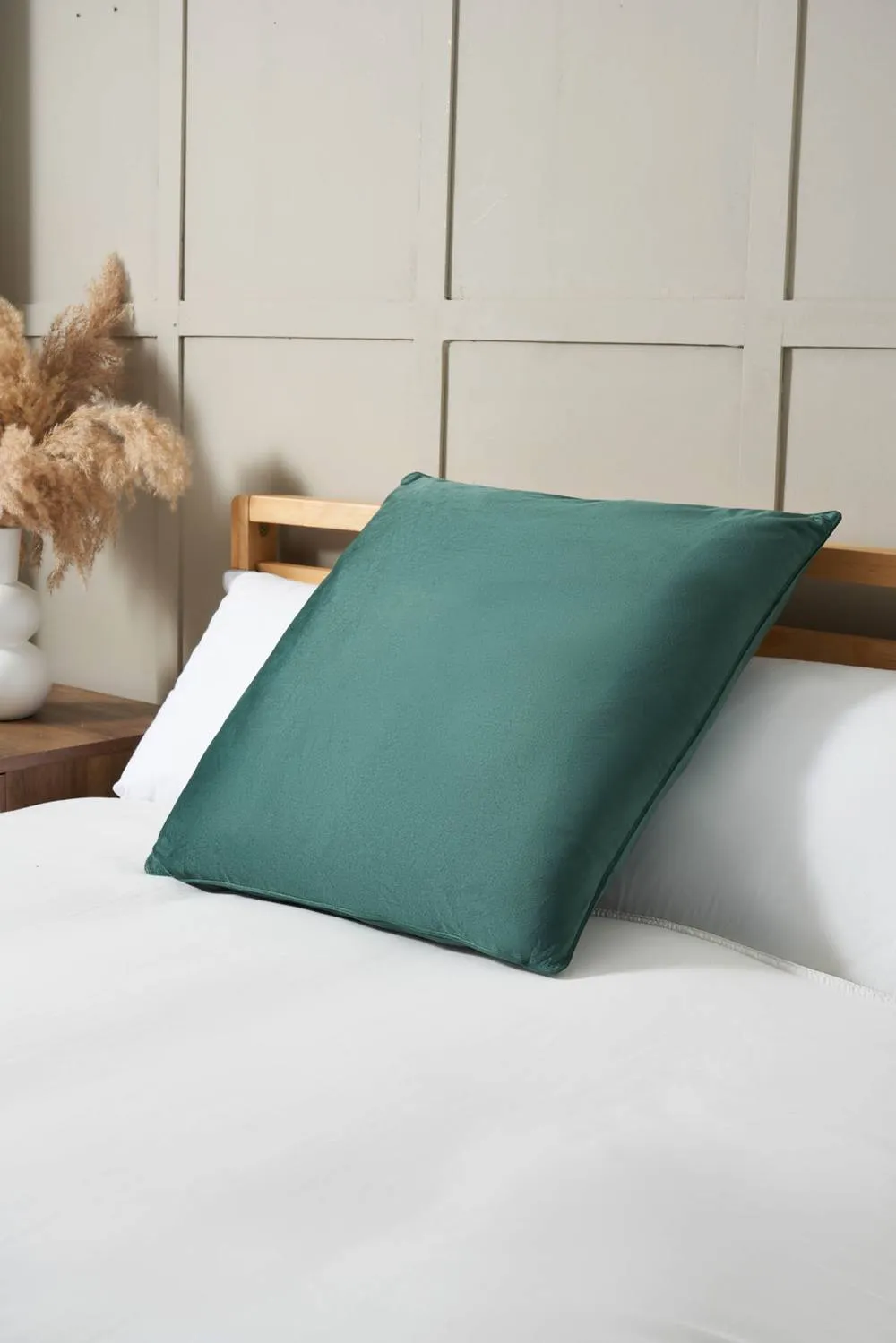 BHS Large Velour Piped Cushion in Green 1