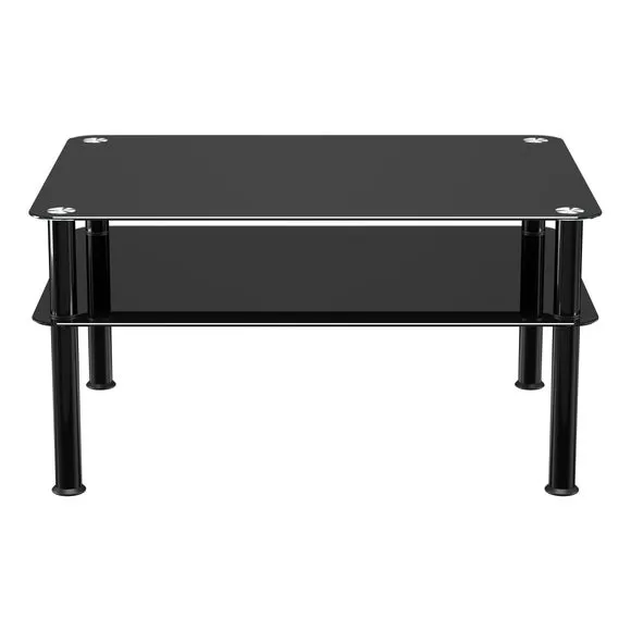 AVF Large Coffee Table, Black Glass with Black Legs 3