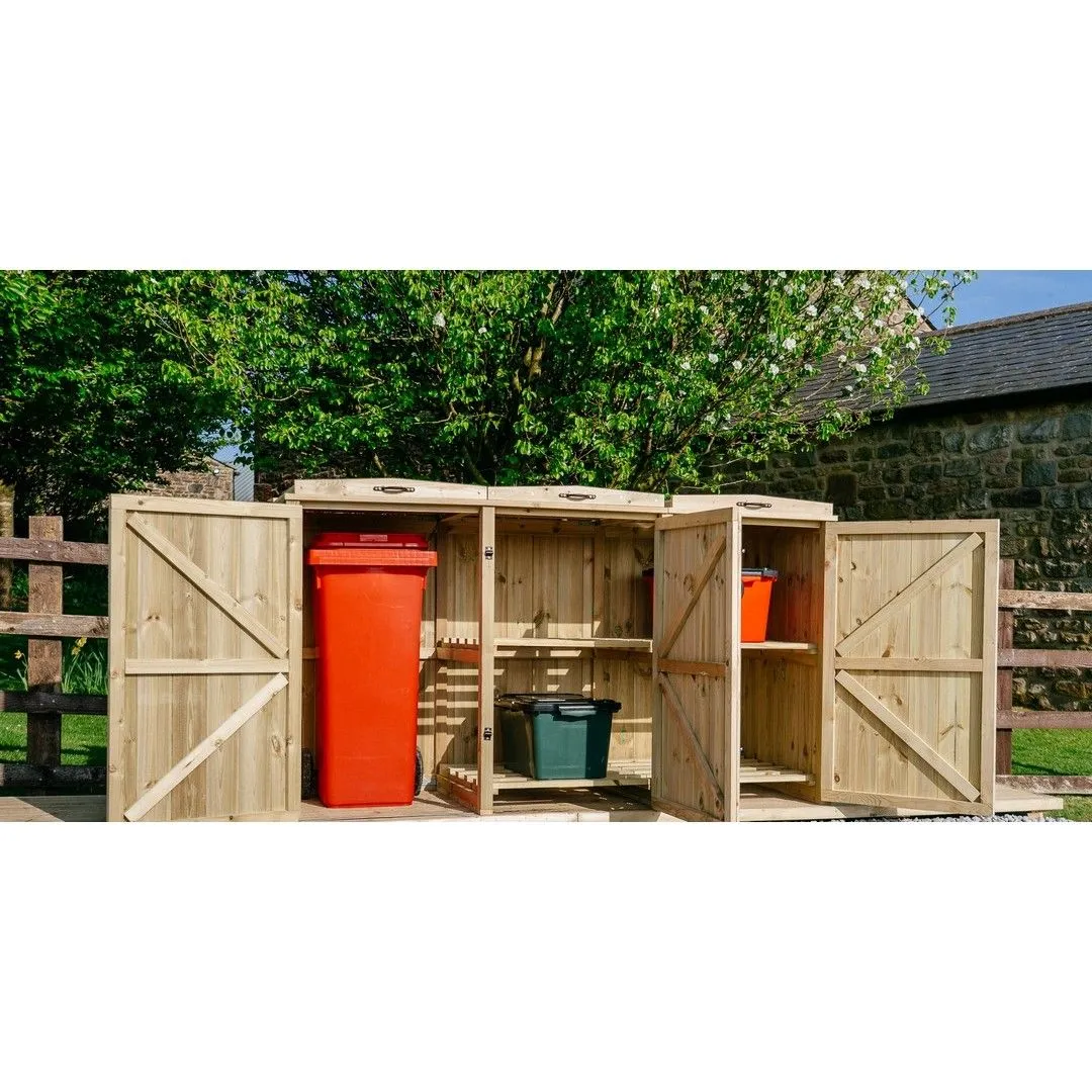 Buttercup Farm Chatburn Bin Store, Fits 1x 180L/240L Wheelie Bins & 4x Boxes in Brown 2