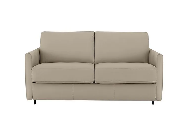 Alcova 2 Seater Leather Sofa Bed with Slim Arms - Torello Fango