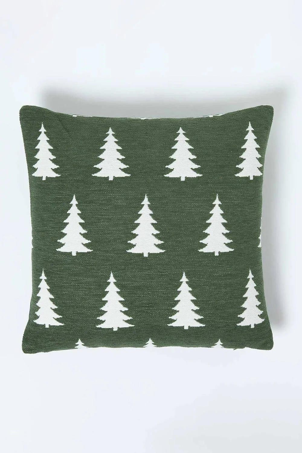 Homescapes Festive Alpine Tree Cushion Moss Green Woven Design