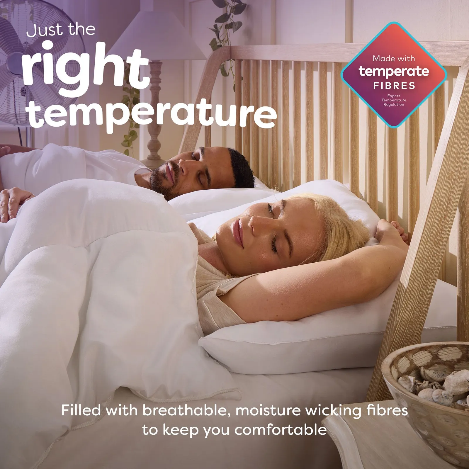 Slumberdown 2 Pack Climate Control Medium Support Pillows in White 2