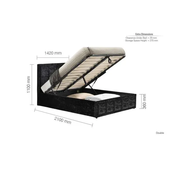 Hannover Crushed Velvet Ottoman Bed Frame 6