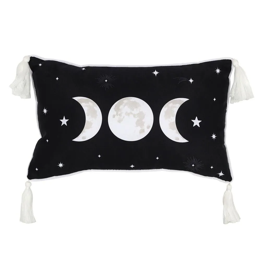 Something Different Rectangular Triple Moon Design Cushion in Black