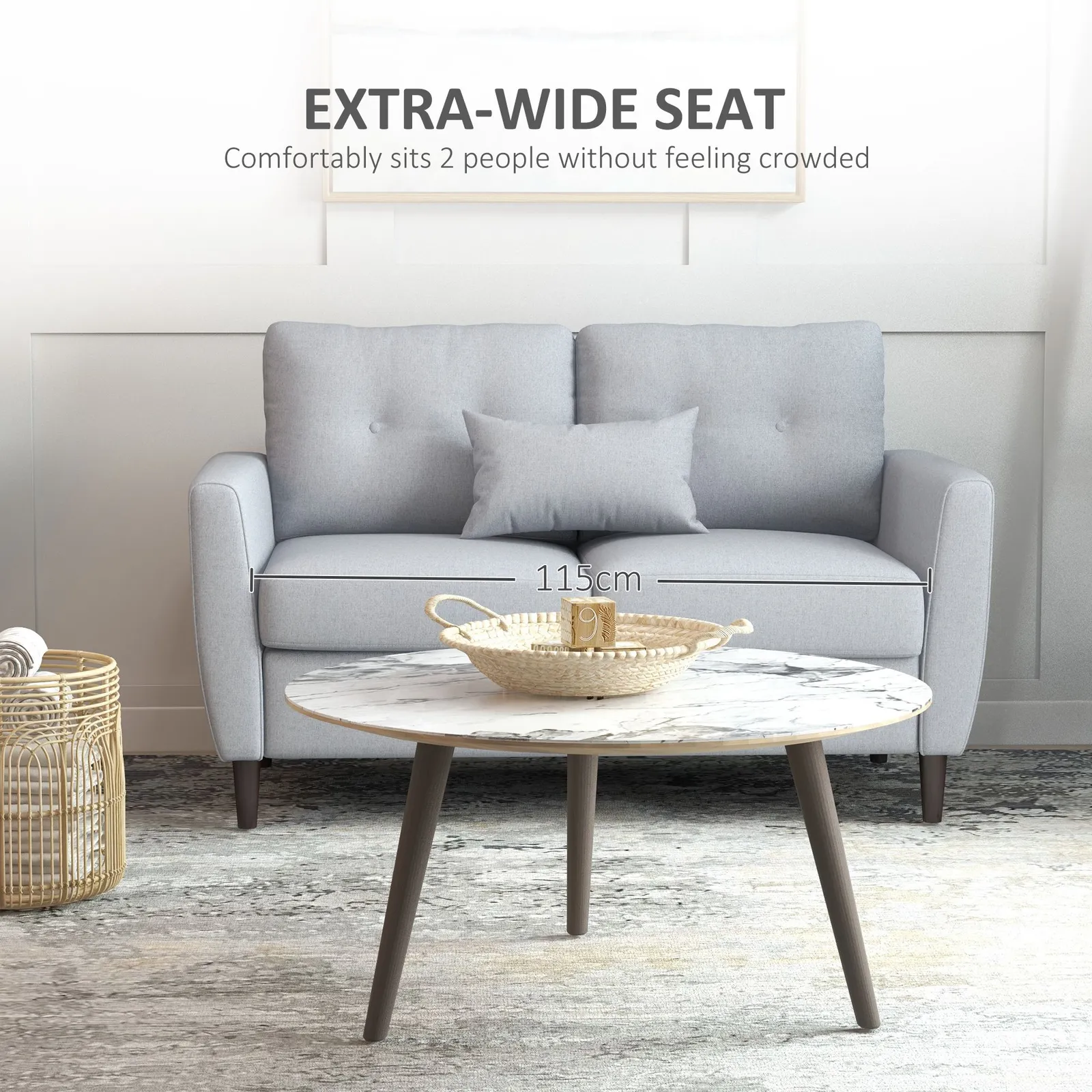 HOMCOM Modern Chic Loveseat with Armrest Spring Padding for Home Office in Grey 4