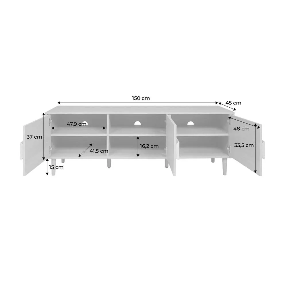 sweeek Vintage wood effect TV stand with 3 doors 150 cm in Dark Brown 5