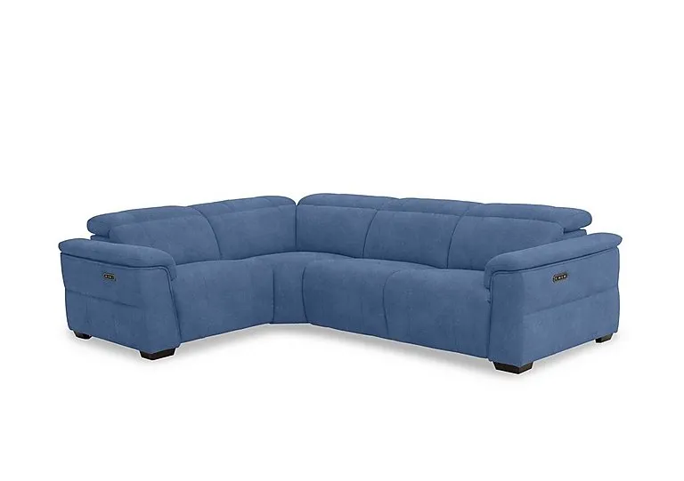 Inca Fabric Double Power Recliner Left Hand Facing Corner Sofa with Power Headrests - Dexter Wave