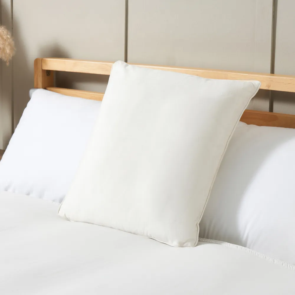 Small Velour Piped Cushion, Ecru 1