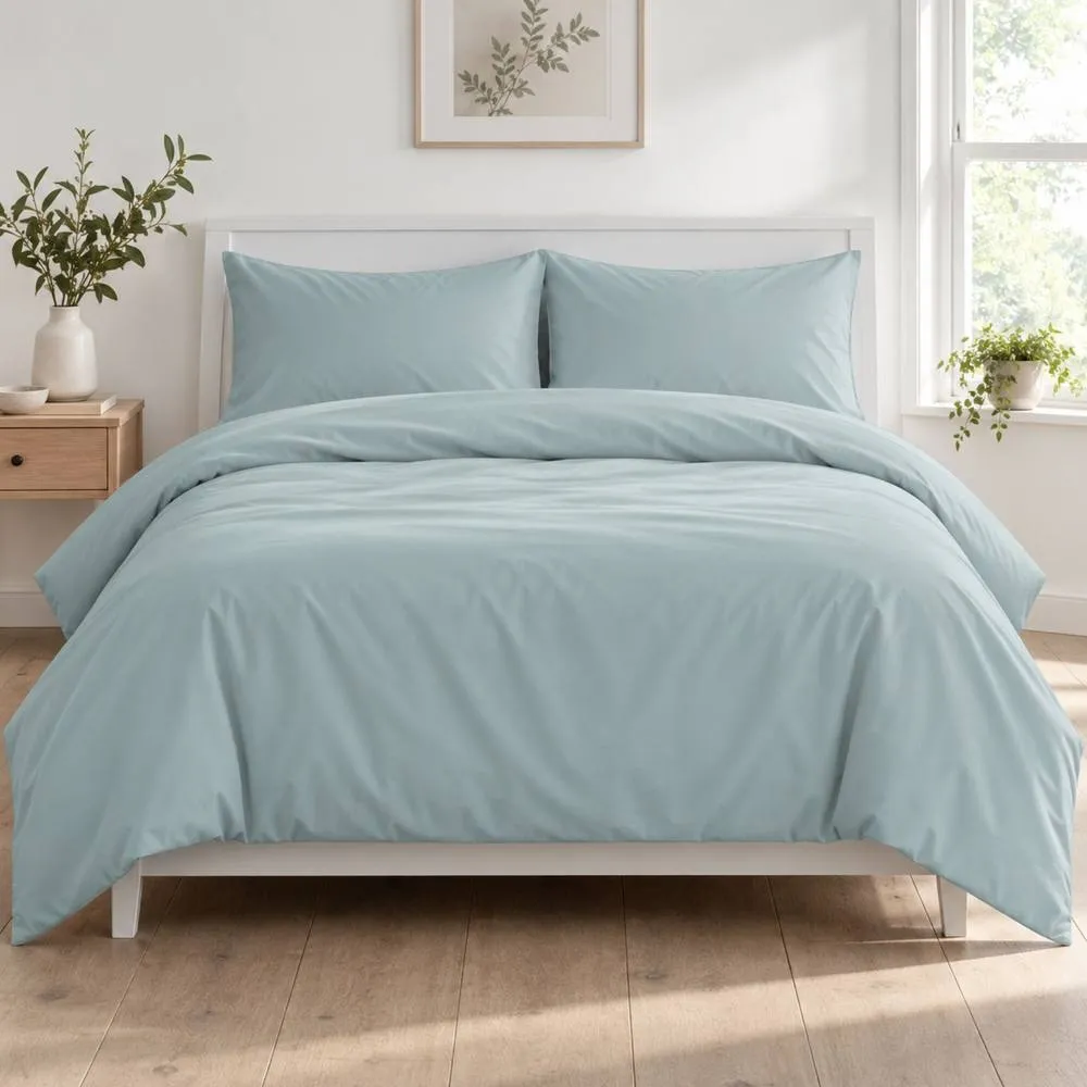 Smart Living Luxury Egyptian Cotton Duvet Cover with Pillowcases in Duck Egg Blue