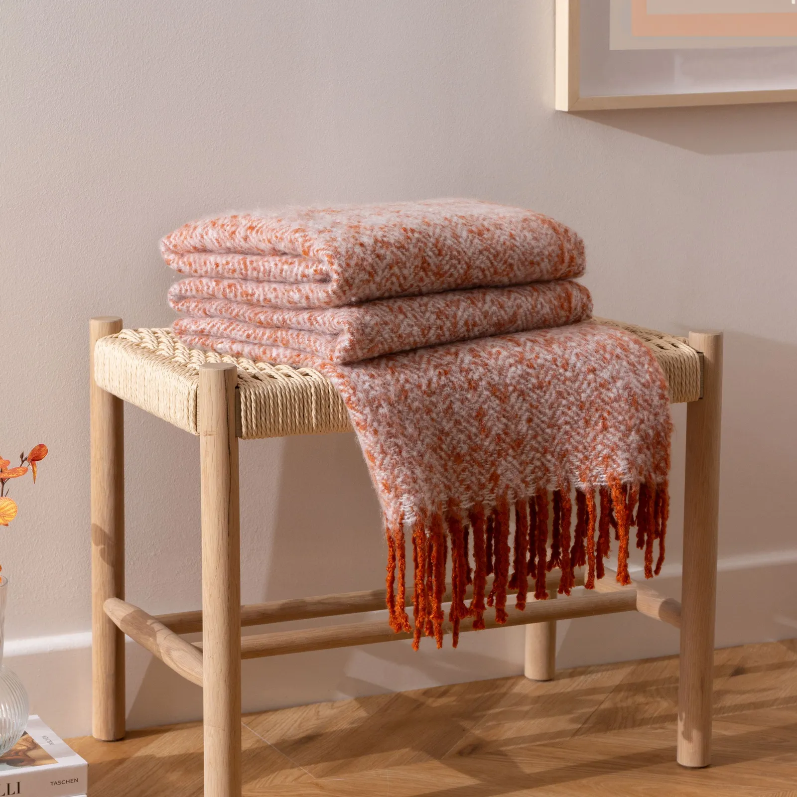 Furn Weaver Woven Herringbone Throw in Red
