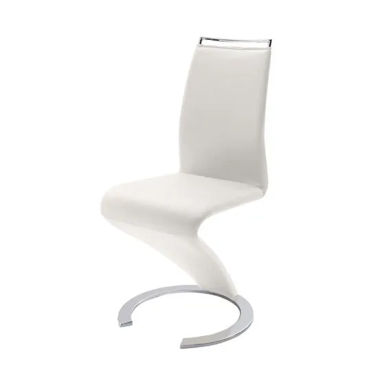Summer Z Shape White Faux Leather Modern Dining Chair