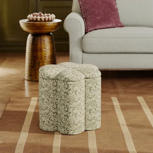 Flower Woodland Leaf Storage Footstool