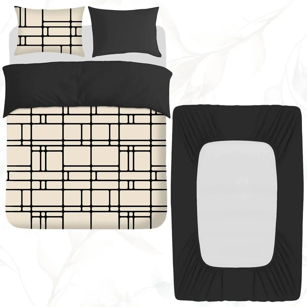 Grace Soft Touch Reversible Duvet Cover Set with Fitted Sheet in Taupe