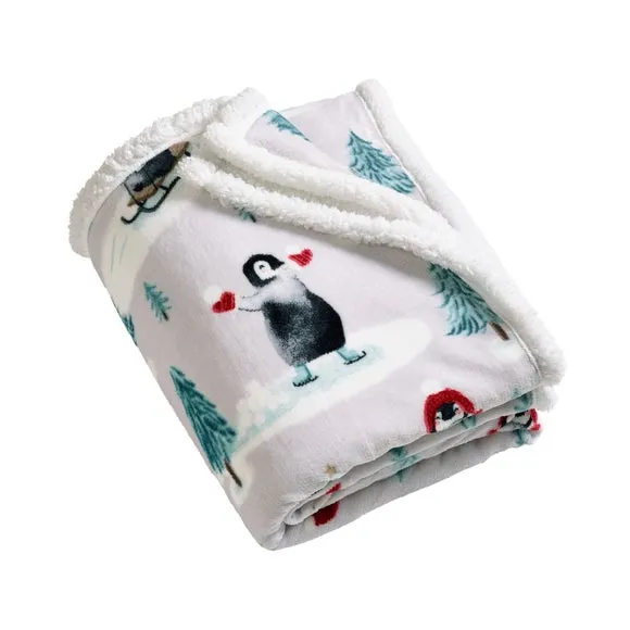 Christmas Penguins Sherpa Throw Blanket 130cm x 170cm 4