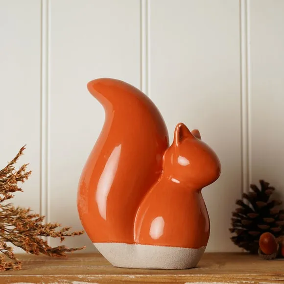 Country Living Orange Ceramic Squirrel Ornament