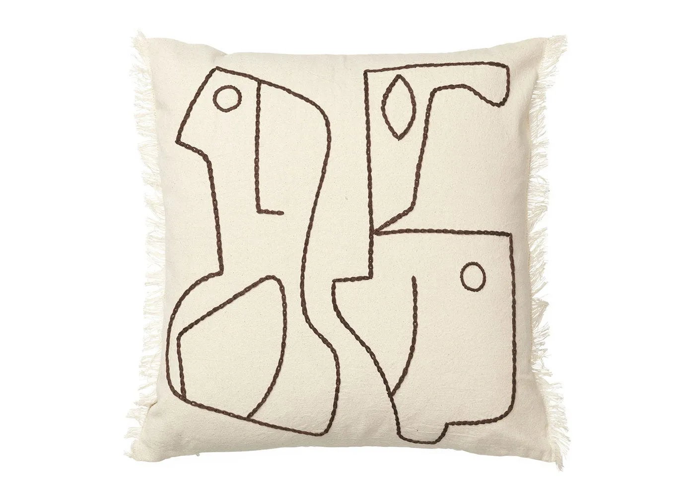 ferm LIVING Figure Cushion Off-white & Coffee 50 x 50cm