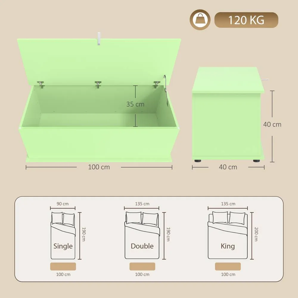HOMCOM Storage Chest With Lid, 114L Storage Box, Green 3