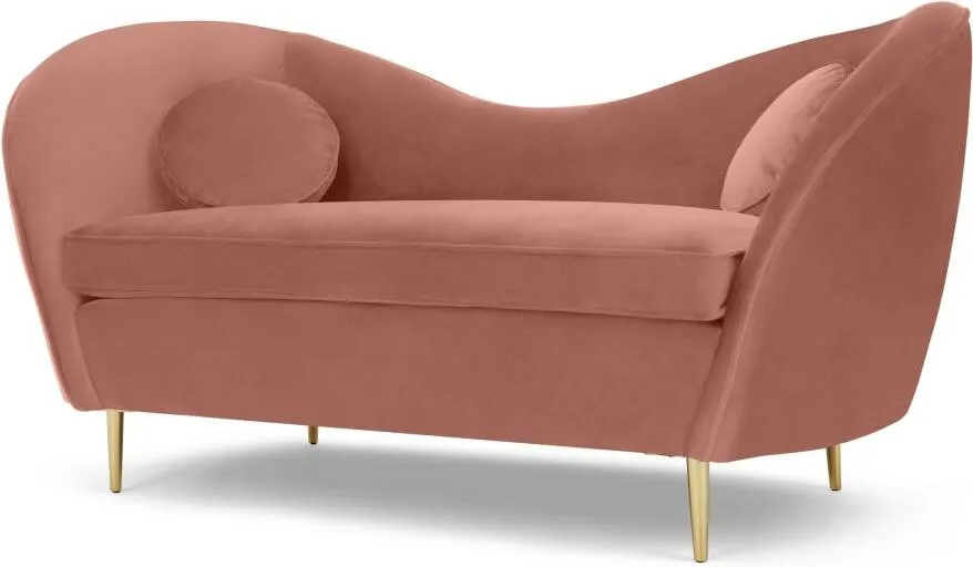 Kooper 2 Seater Sofa, Blush Pink Velvet