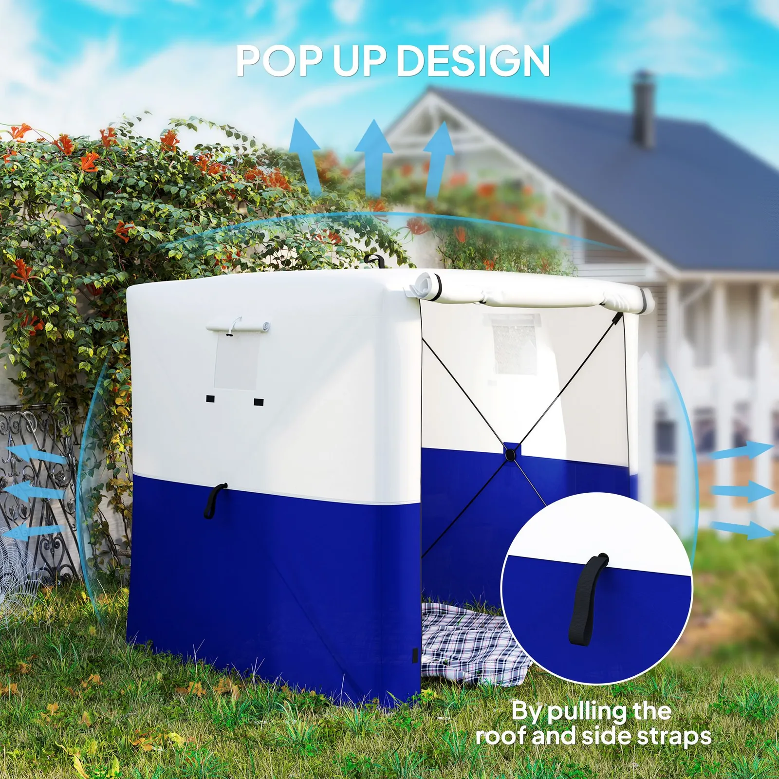 OUTSUNNY 2 x 2m Pop Up Gazebo with Sides Easy up Party Tent with Carry Bag in Dark Blue 4