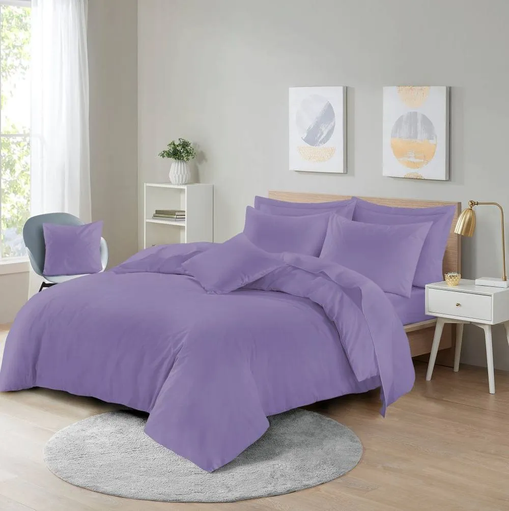 Homes-Linen Ultra Soft Microfibre Duvet Cover Set Breathable Wrinkle-Free Bedding in Lilac