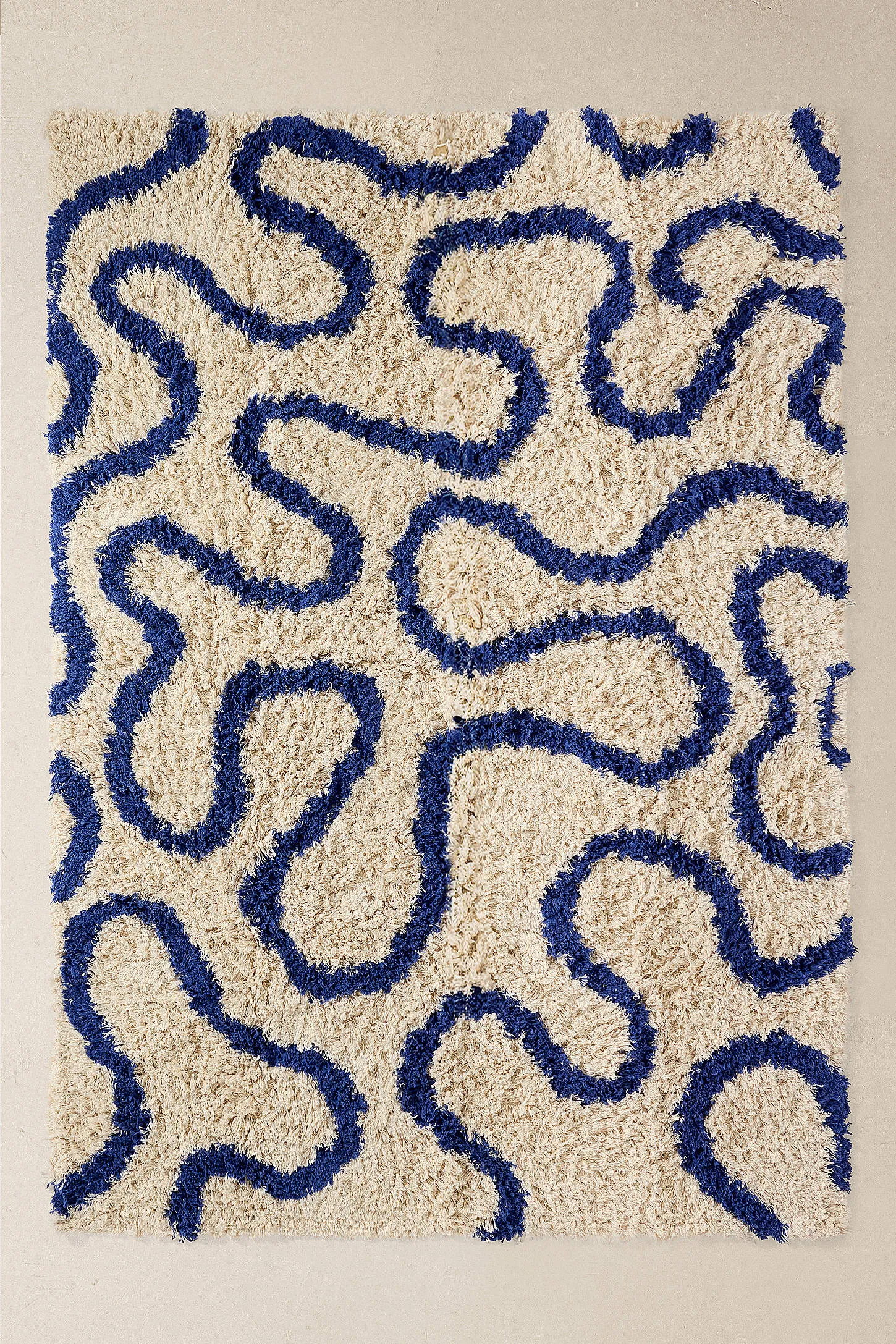 Shaggy Blue Swirl 5x7ft / 150x210cm Rug - Blue