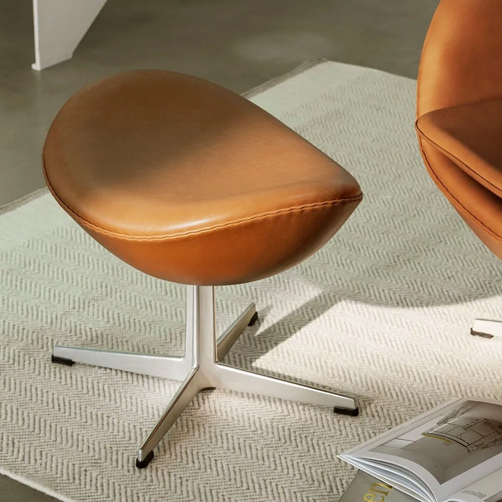 Fritz Hansen Egg Footstool Aura Leather Black Brushed Aluminium Legs 5