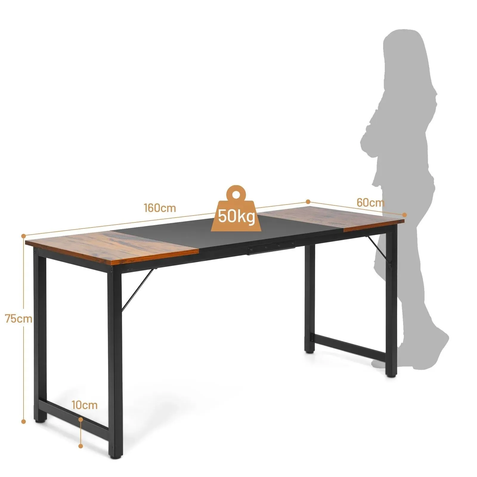 Costway Wooden Computer Desk Metal Frame Industrial Writing Workstation PC Laptop Table 2