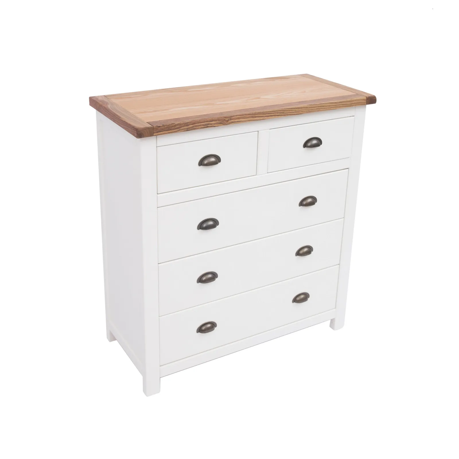 Cabinet Bits Lovere 5 Drawer Chest of Drawers Brass Cup Handle in Off-White 3