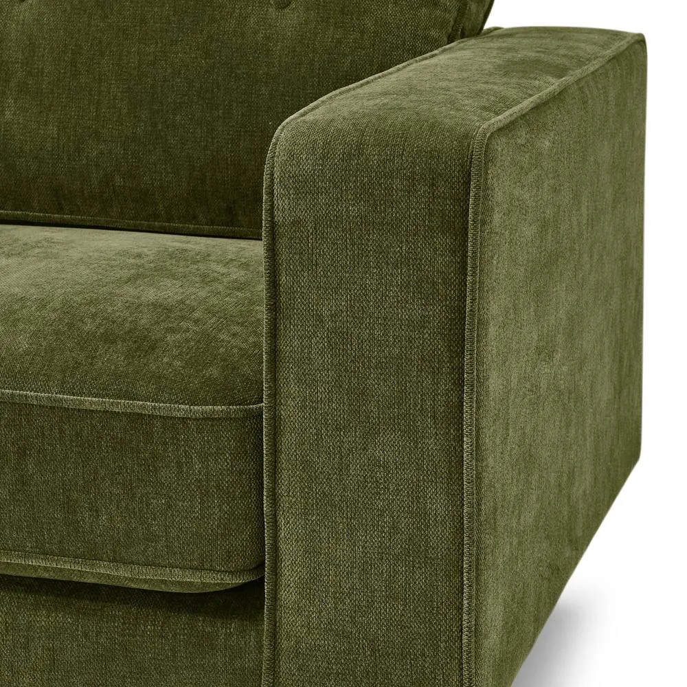FurnitureboxUK Jasper Linen-Look Fabric 3 Seater Sofa in Green 5
