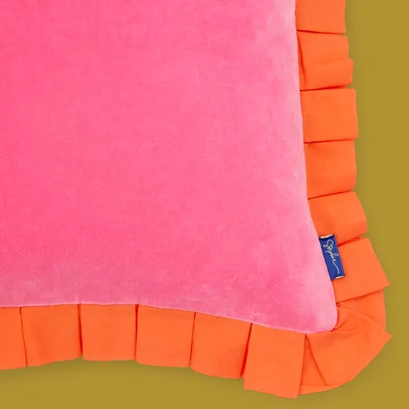 Sophie Robinson Box Pleat Velvet Square Cushion 5