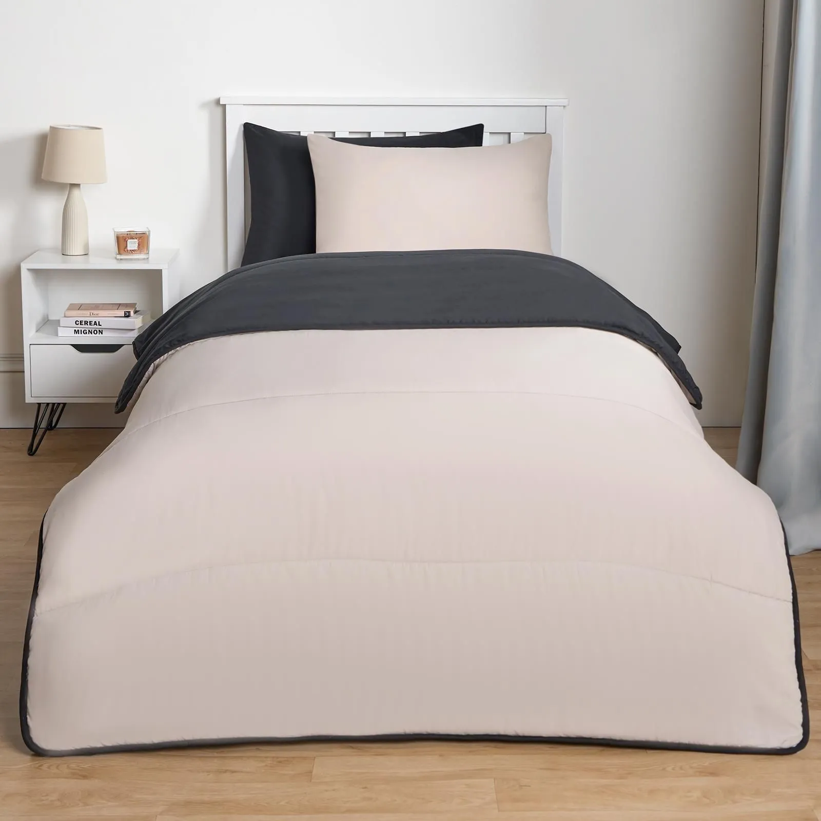 OHS Soft Coverless 10.5 TOG Duvet Set Pillowcase Quilted Cover in Stone