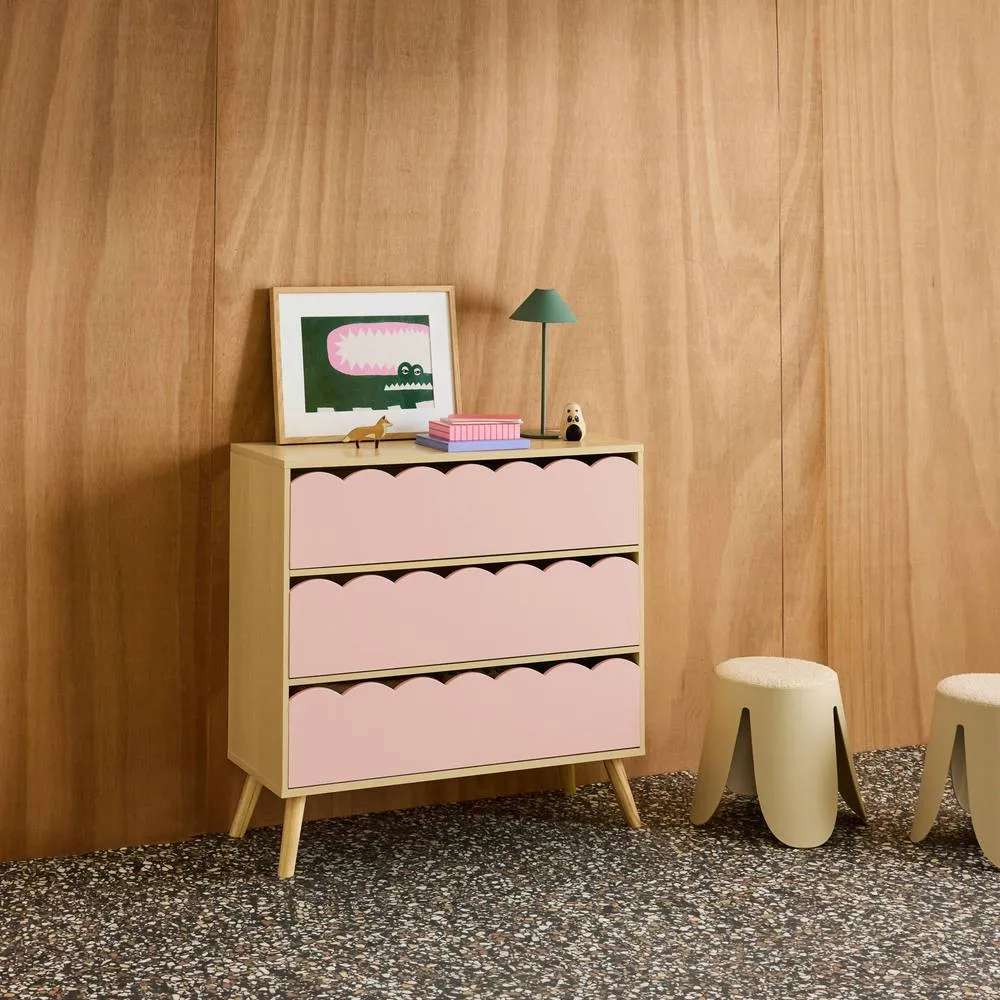 sweeek Wood-effect children's chest of 3 drawers in Pink 6